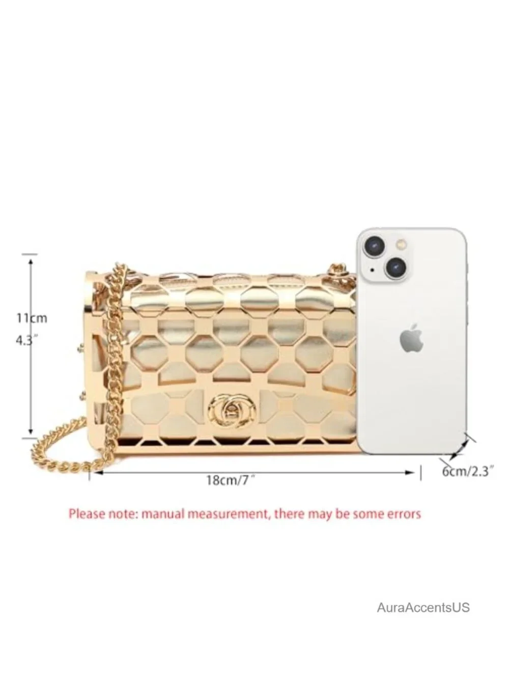 Exquisite Velvet Metal Hollow Out Evening Clutch Purse with Chain